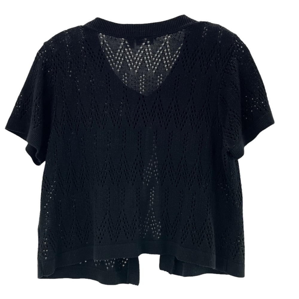 Cato Cut Out Open Front Short Sleeves Cardigan Black Size Large